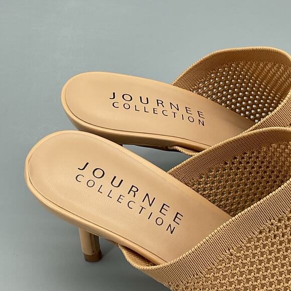 NEW Journee Collection Women’s Leighton Knit Slip on Sandals Beige Size 9 - Picture 6 of 11